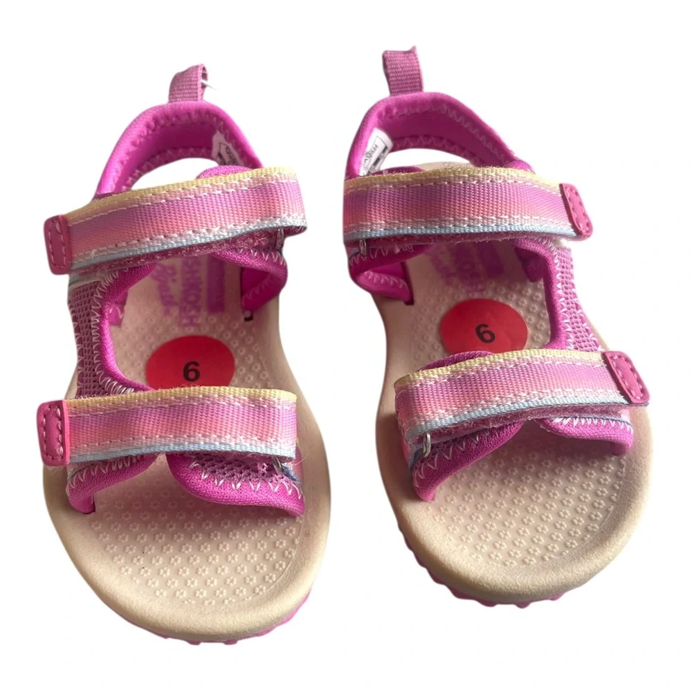 OshKosh B'Gosh Toddler Girl's Size 6 Horchata Hook and Loop Sandal Pink New Tags